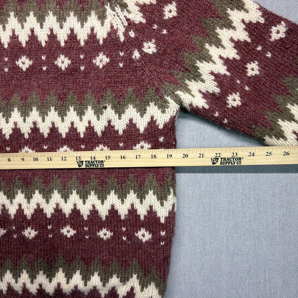 Woolrich Wool Fair Isle Sweater Maroon Men's Size Large - Picture 4 of 5